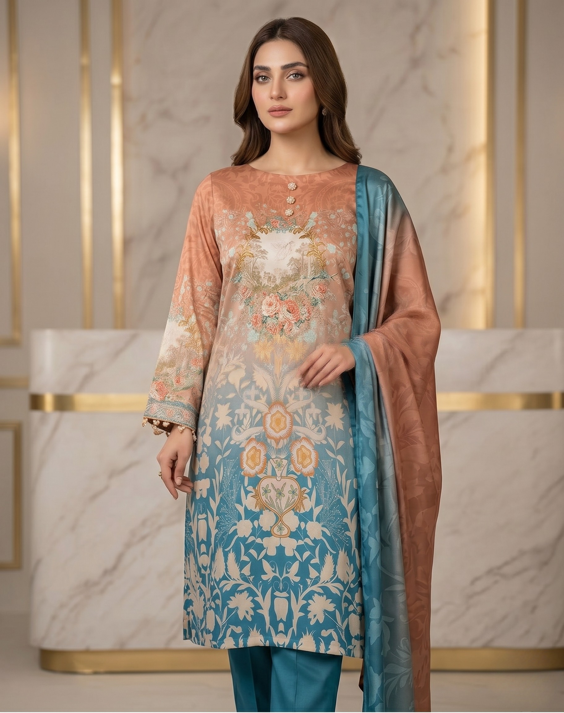 Stylish Shamoze Silk Digital Print Shirt