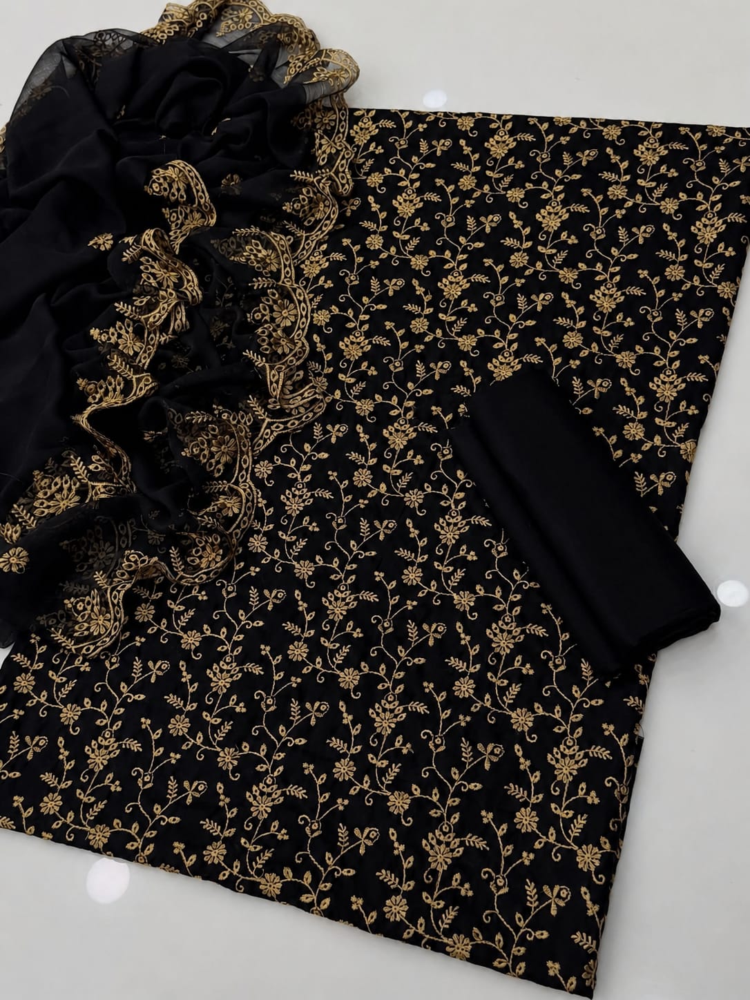 Elegant Computer Embroidery with intricate Boring Chikankari Work Shirt